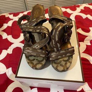 Beautiful Authentic Coach Platform Sandals.